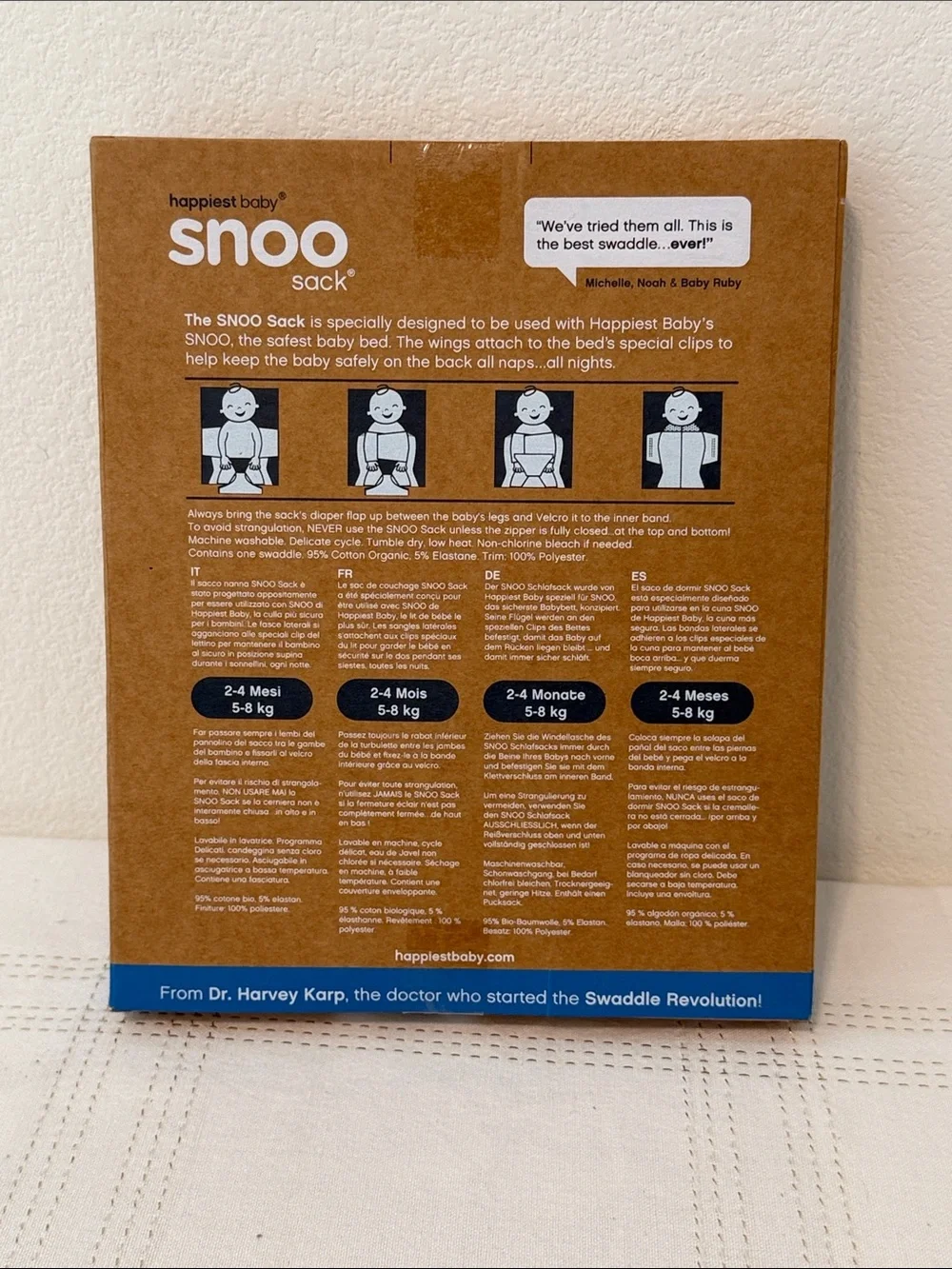 Happiest Baby Snoo Sleep Sack, Ivory, M, 2-4 months